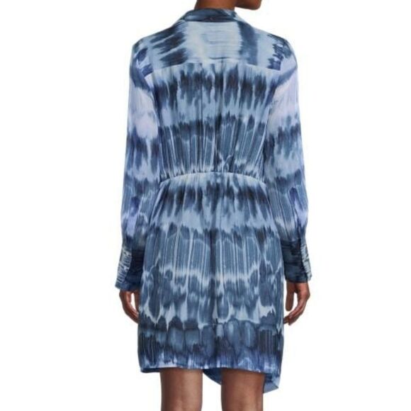 CALVIN KLEIN Blue Watercolor Mini Fit & Flare Shirt Dress - Picture 2 of 6